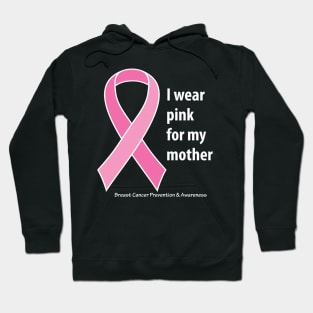 Breast cancer ribbon for mother, with white type Hoodie